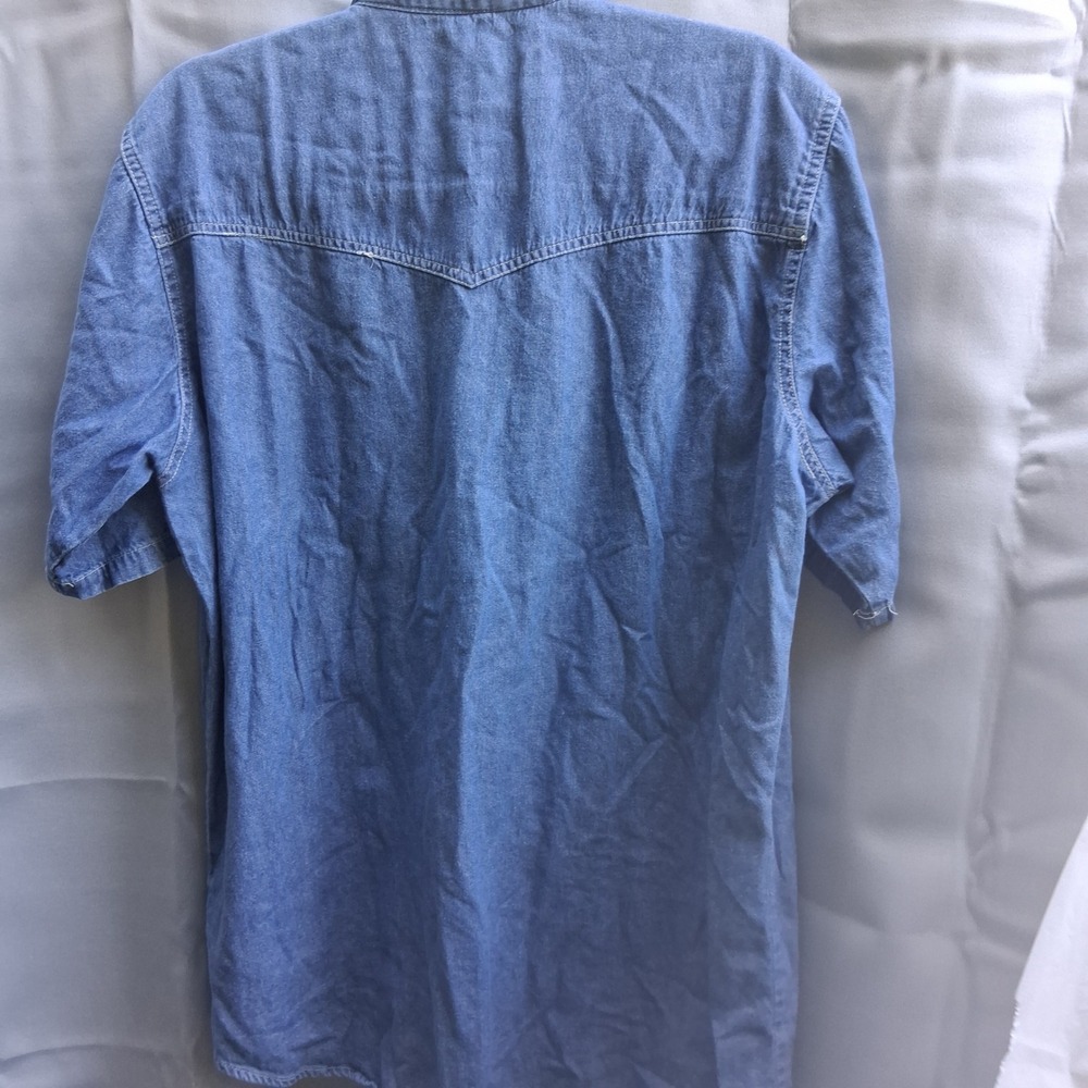 Bit &‎ Bridle Denim Women's Large Shirt Short Sleeve Pearl Snap Western Pockets - Picture 6 of 8